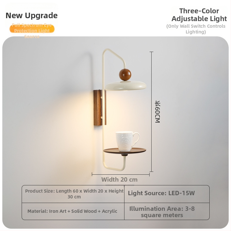 Kreativna japanskog stila zidna lampa mid-century, visoke kvalitete, krem boje, za dnevni boravak uz kauč i spavaću sobu s pločom stola