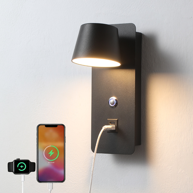 Zidna lampa uz krevet, akril, dodirno prilagodljiva, USB punjenje, LED lampica za čitanje u spavaćoj sobi i dnevnoj sobi