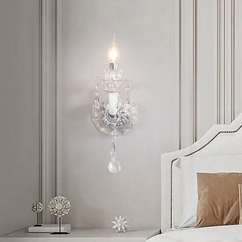 Kristalna zidna lampa u francuskom stilu za spavaću sobu, moderna minimalistička luksuzna zidna svjetiljka za dnevnu sobu