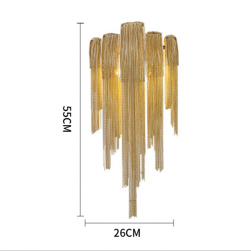 LED zidna svjetiljka s aluminijskim lancem i resicama, postmoderni minimalistički dizajn za dnevni boravak i blagovaonice