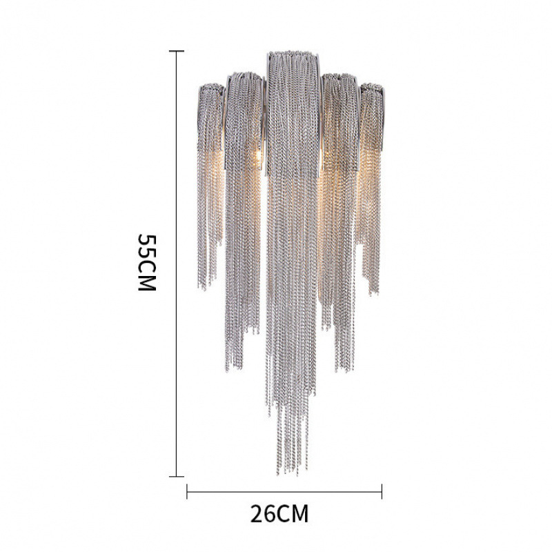 LED zidna svjetiljka s aluminijskim lancem i resicama, postmoderni minimalistički dizajn za dnevni boravak i blagovaonice