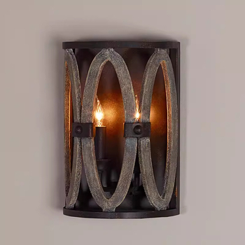Vintage industrijska zidna lampa s drvenim abažurom, za dnevni boravak i hodnik