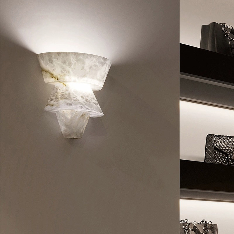 Stona lampa od prirodnog mramora, antikni francuski stil za dnevni boravak, dizajnerska lampa u stilu wabi-sabi za noćni ormarić
