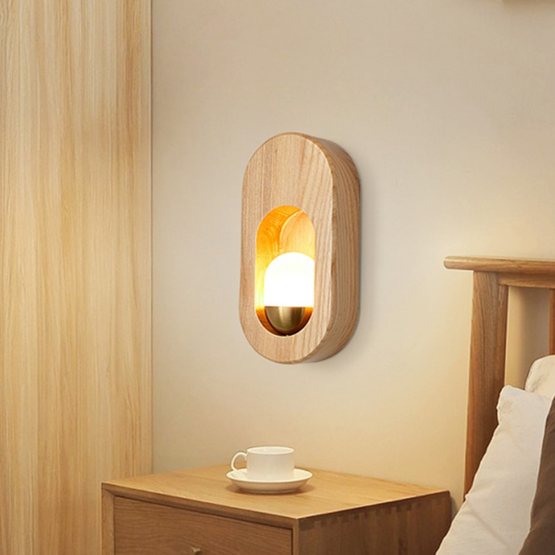 Skandinavska moderna minimalistička LED zidna svjetiljka od drveta za spavaću sobu i hodnik