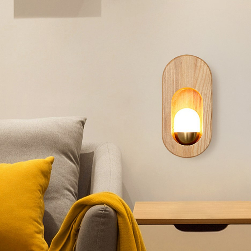 Skandinavska moderna minimalistička LED zidna svjetiljka od drveta za spavaću sobu i hodnik