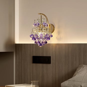 Kristalna stenska lampa u francuskom stilu, američki luksuzno-minimalistički dizajn za dnevni boravak, europski stil vile udoban spavaći prostor, talijanski stil hodnika uz krevet