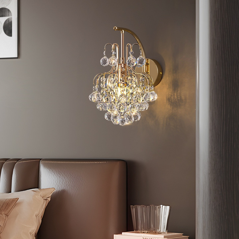 Kristalna stenska lampa u francuskom stilu, američki luksuzno-minimalistički dizajn za dnevni boravak, europski stil vile udoban spavaći prostor, talijanski stil hodnika uz krevet