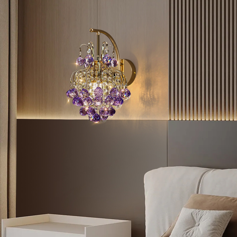 Kristalna stenska lampa u francuskom stilu, američki luksuzno-minimalistički dizajn za dnevni boravak, europski stil vile udoban spavaći prostor, talijanski stil hodnika uz krevet