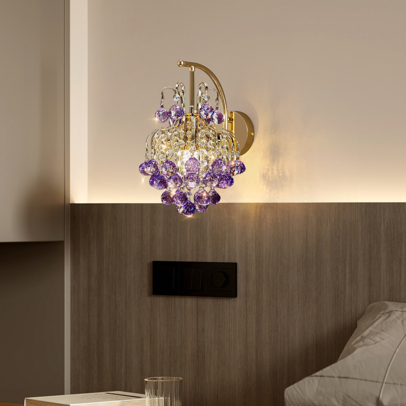 Kristalna stenska lampa u francuskom stilu, američki luksuzno-minimalistički dizajn za dnevni boravak, europski stil vile udoban spavaći prostor, talijanski stil hodnika uz krevet
