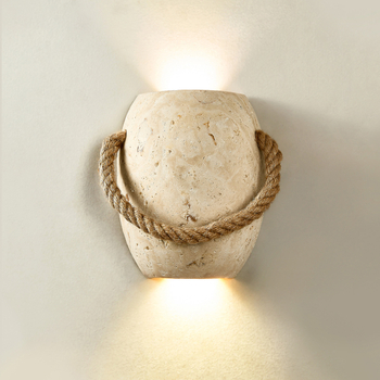 Wabi-Sabi žuta travertinska zidna lampa za gostinjstvo, vintage noćna lampa za spavaću sobu, ambijentalno osvjetljenje za dnevni boravak i hodnik
