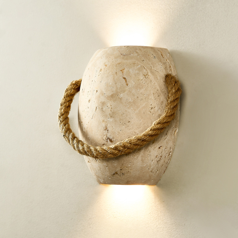 Wabi-Sabi žuta travertinska zidna lampa za gostinjstvo, vintage noćna lampa za spavaću sobu, ambijentalno osvjetljenje za dnevni boravak i hodnik