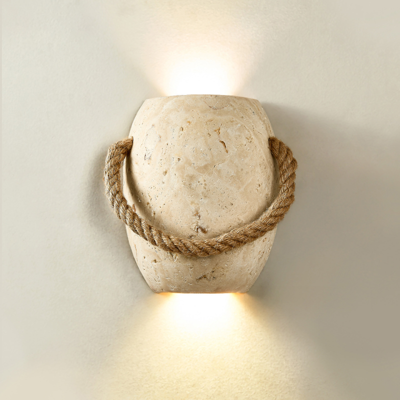 Wabi-Sabi žuta travertinska zidna lampa za gostinjstvo, vintage noćna lampa za spavaću sobu, ambijentalno osvjetljenje za dnevni boravak i hodnik