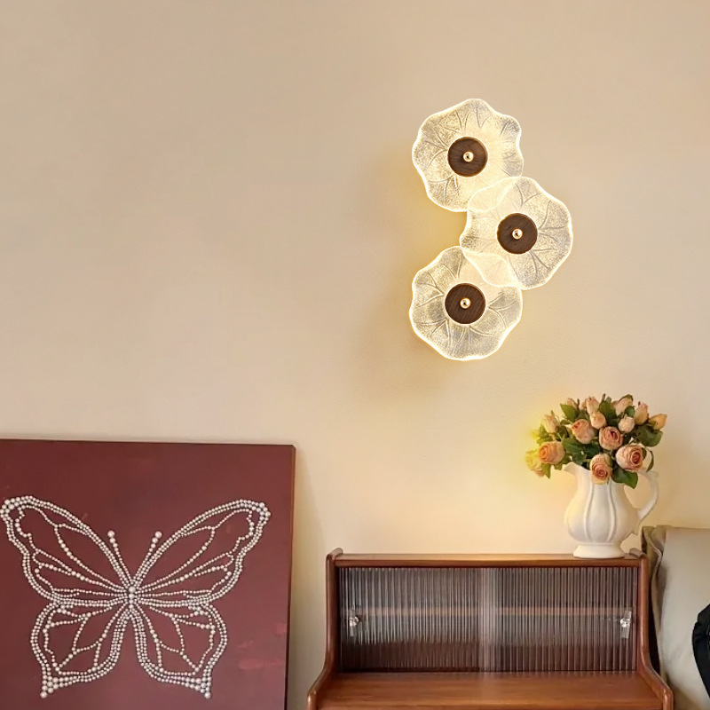Francuski stil luksuzna zidna lampa sa staklenim sjenilom i crnim orahom, za spavaću sobu, dnevni boravak i hodnik