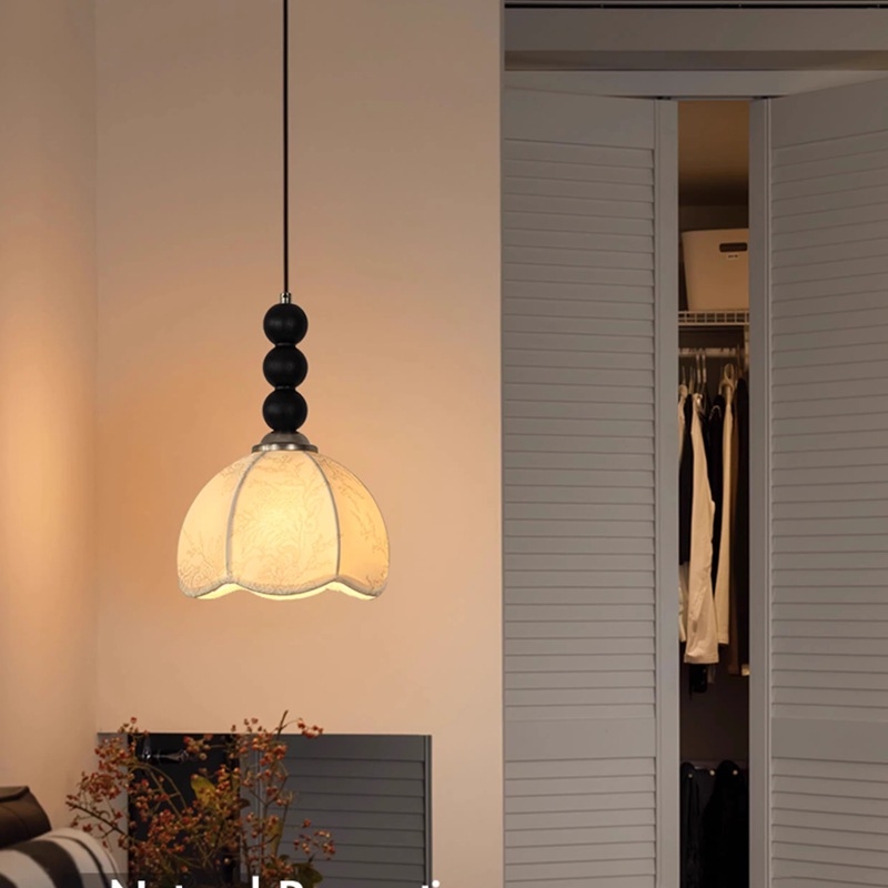 Francusko retro lampa s textilnim cvijetom – viseća i zidna, za spavaću sobu i dnevni boravak, vintage luster 220V