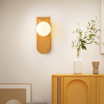 Zidna lampica za spavaću sobu i hodnik, retro wabi-sabi stil, moderan minimalistički dizajn, boja oraha