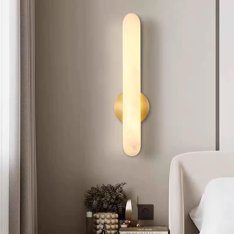 Zidna lampa od prirodnog mramora – talijanski dizajn, lagani luksuz, bakreno tijelo, LED, 220V