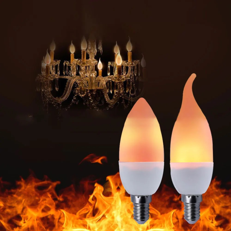 LED svijećna žarulja s efektom plamena, E14, daljinsko upravljanje, povlačni prekidač (pull-tail), snop 360°, 90 lm, IP20, 85–265 V
