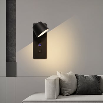 LED zidna lampa s dodirnim upravljanjem i neprekidnim podešavanjem svjetla, 350° rotacija, nordični stil, za hotelske sobe i spavaće sobe