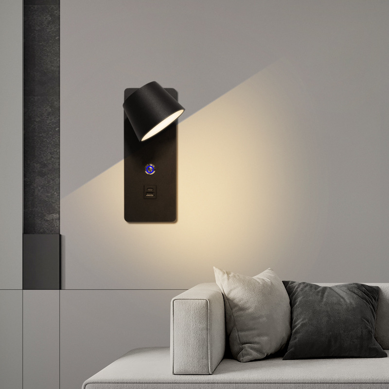 LED zidna lampa s dodirnim upravljanjem i neprekidnim podešavanjem svjetla, 350° rotacija, nordični stil, za hotelske sobe i spavaće sobe