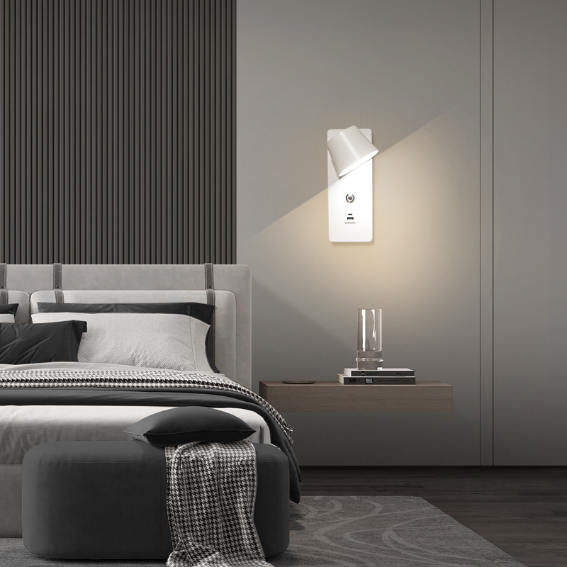 LED zidna lampa s dodirnim upravljanjem i neprekidnim podešavanjem svjetla, 350° rotacija, nordični stil, za hotelske sobe i spavaće sobe