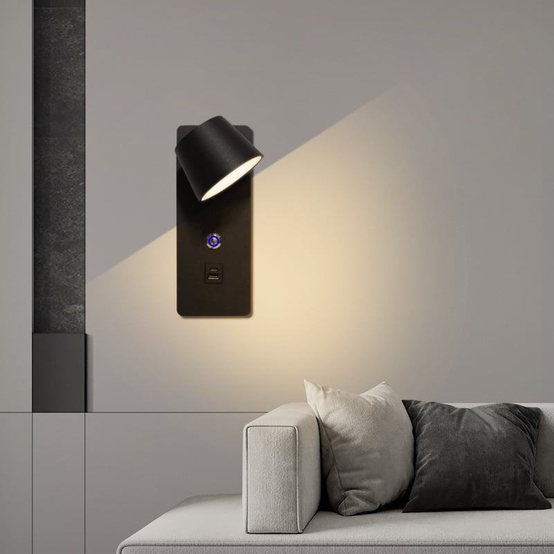 LED zidna lampa s dodirnim upravljanjem i neprekidnim podešavanjem svjetla, 350° rotacija, nordični stil, za hotelske sobe i spavaće sobe