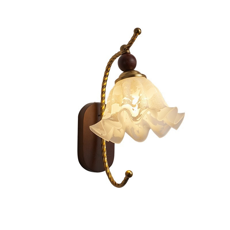 Zidna lampa sa staklenim sjenilom u stilu sredine stoljeća, vintage francuski retro dizajn, metalno tijelo, noćna svjetiljka za spavaću sobu, zaštita očiju, rasvjeta hodnika
