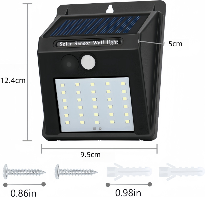 Solarna punjiva lampa s senzorom pokreta i LED-om s volframovim vlaknom za vanjsku zidnu rasvjetu, dvorište i vilu