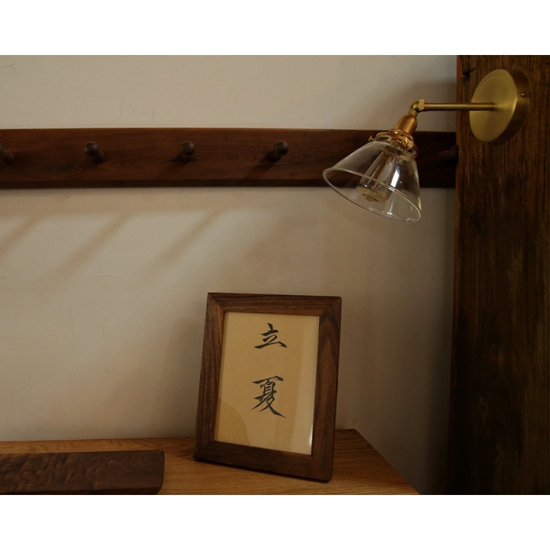 Retro nordijski zidni lampa za kupaonicu s prednjim staklenim zrcalom, japanski stil, brončana boja