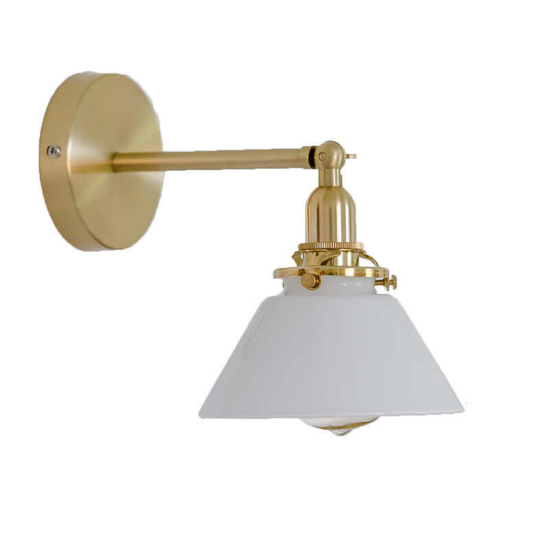 Retro nordijski zidni lampa za kupaonicu s prednjim staklenim zrcalom, japanski stil, brončana boja