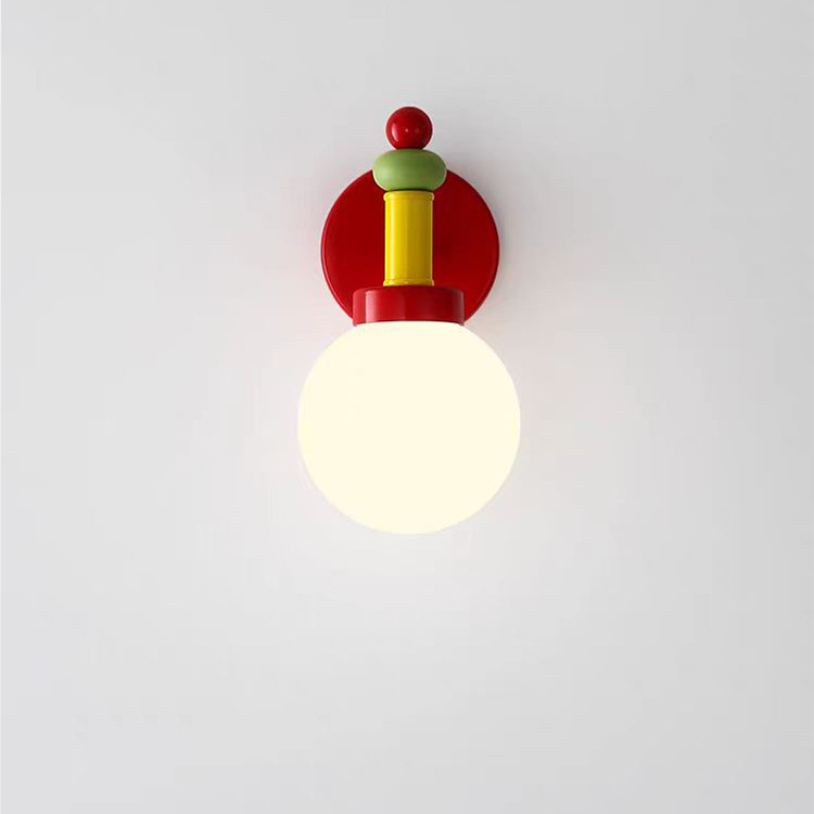 Memphis Vintage šarena zidna lampa sa staklenim sjenilom i željeznim tijelom, srednjovjekovni stil, za dnevni boravak, spavaću sobu, studiju i dječju sobu