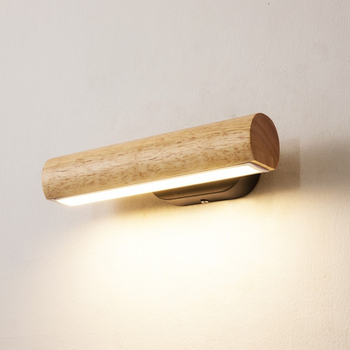 Drvena zidna lampa uz kreveta u japanskom stilu (wabi-sabi), minimalistička skandinavska LED rotirajuća zidna svjetiljka za hodnik i radnu sobu