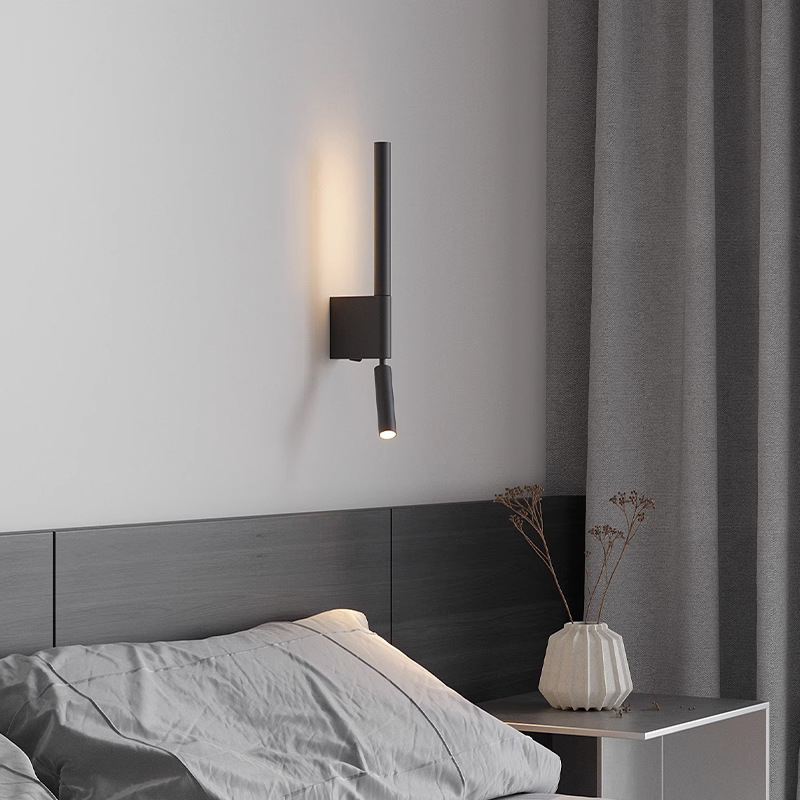 Nordijska minimalistička zidna lampa za spavaću sobu, jednostavna moderna lampica za čitanje, prilagodljiva okretna zidna svjetiljka za studij