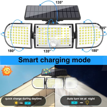 Solarna zidna svjetiljka s 160 LED, vanjsko osvjetljenje uz senzor pokreta, sigurnosno osvjetljenje parkirališta
