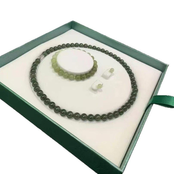 Hetian Jade trodijelni set: ogrlica, narukvica i naušnice s okruglim perlama