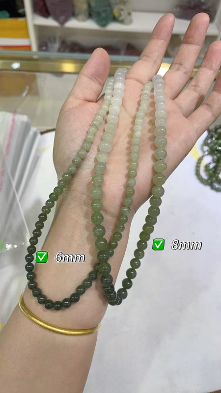 Hetian Jade trodijelni set: ogrlica, narukvica i naušnice s okruglim perlama