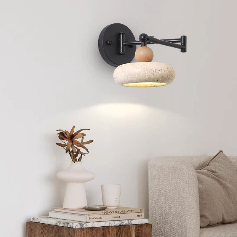 Skandinavska zidna lampa s pomičnim ramenom od žutog travertina – vintage dizajnerski stil, podesiva LED lampica za čitanje u radnoj sobi i dnevnom boravku.
