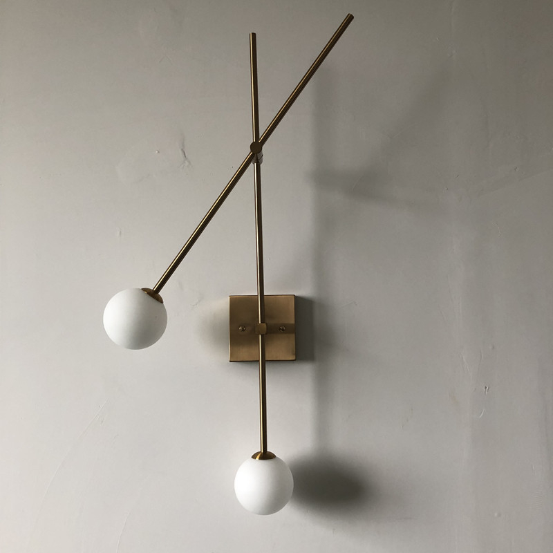 Nordijska dvostruka stenska lampa od stakla, minimalističkog dizajna za dnevni boravak, hodnik i stubište, geometrijsko dugo osvjetljenje