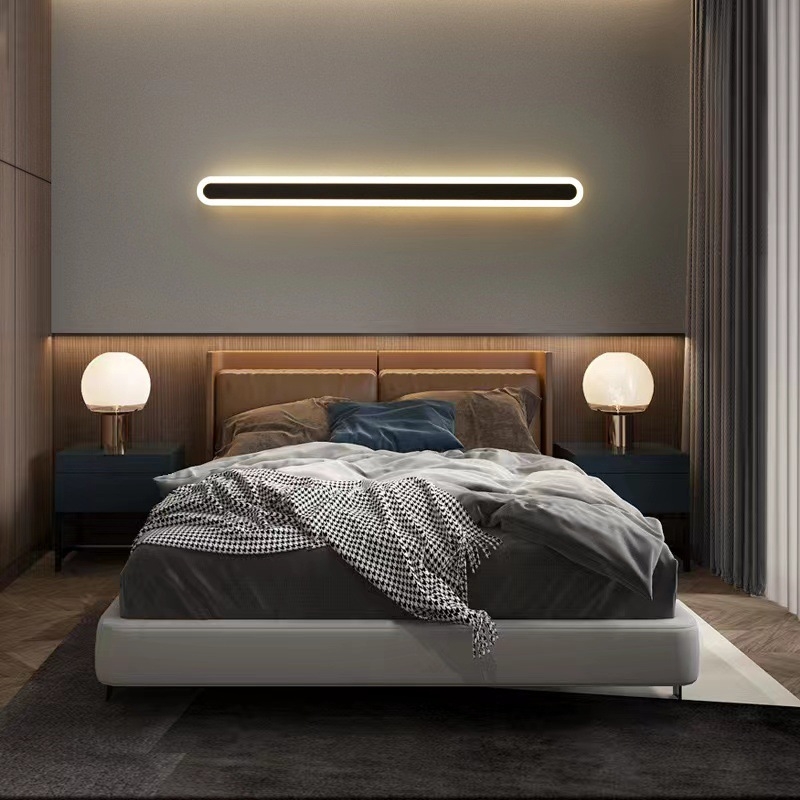 Nordijskog stila linearna zidna LED svjetiljka iznad kreveta, 220V; pogodna za stepenice, hodnik, TV pozadinu i gaming utičnicu.