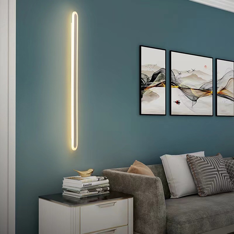 Nordijskog stila linearna zidna LED svjetiljka iznad kreveta, 220V; pogodna za stepenice, hodnik, TV pozadinu i gaming utičnicu.