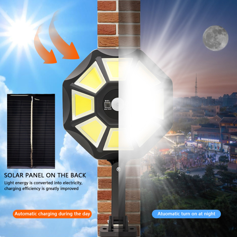 Solarna ulična svjetiljka s PIR senzorom pokreta, integriranim solarnim panelom, vanjska vodootporna zidna svjetiljka za vrt