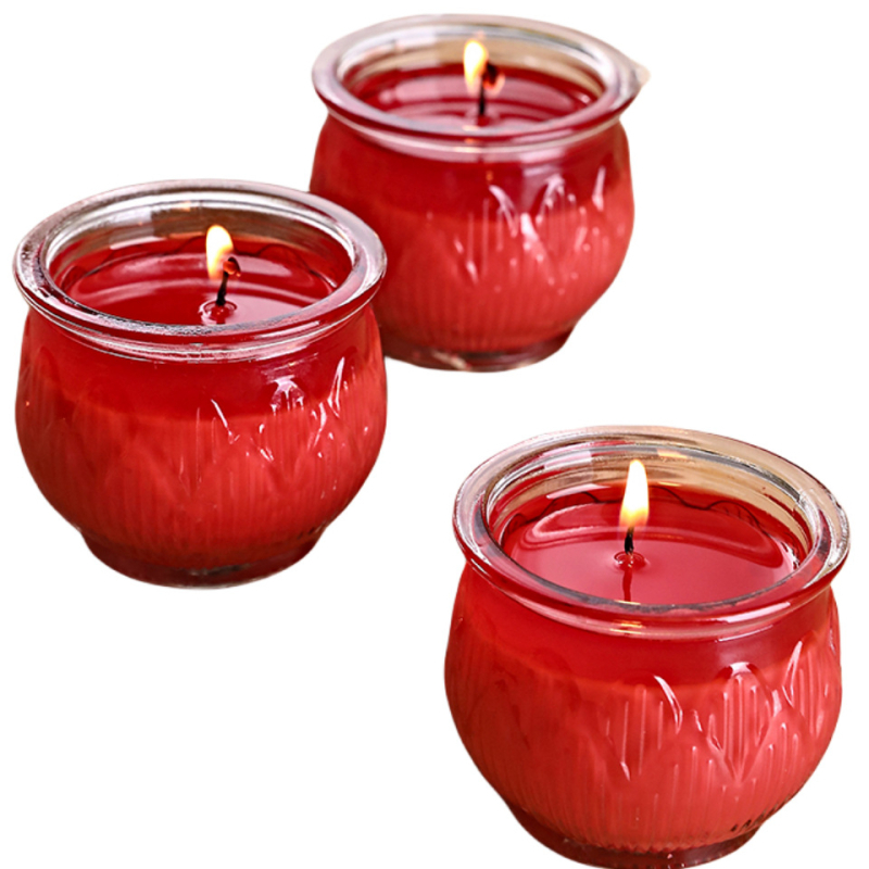 Lampa u obliku lotosa za Buddha darivanje, 24-satna bezdimna lampa s ghí u staklu