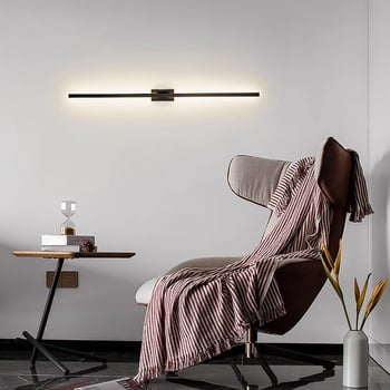 Nordijski zidni svjetiljka s dugim tijelom i ogledalom, minimalističko osvjetljenje, moderna noćna lampa za spavaću sobu