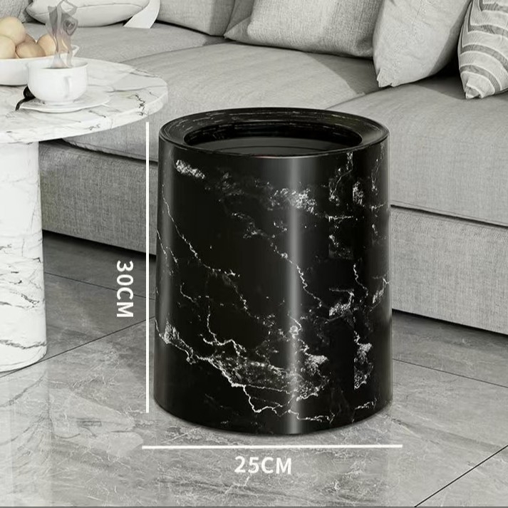 Koš za otpad s poklopcem koji se ljulja, velika kapaciteta, nordijski stil, mramorni dizajn, dvostruki sloj, za dom i ured