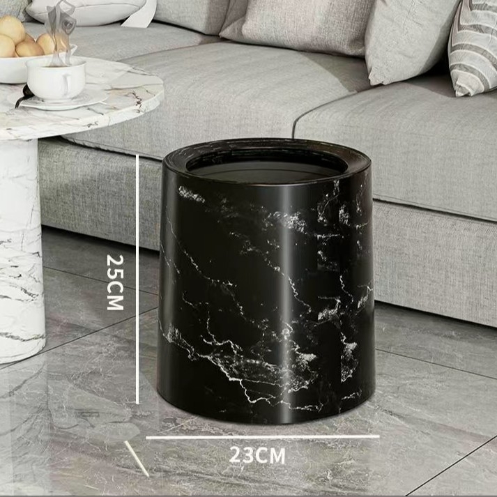 Koš za otpad s poklopcem koji se ljulja, velika kapaciteta, nordijski stil, mramorni dizajn, dvostruki sloj, za dom i ured