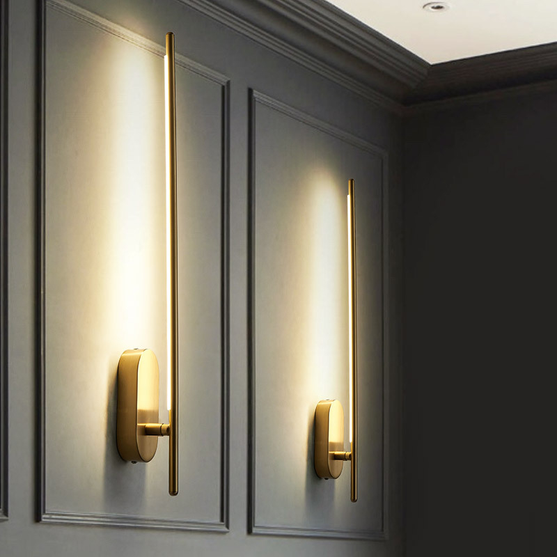 LED zidna lampa s dugom bakrenom trakom, minimalistički dekorativni linijski izvor svjetla sa stražnjim osvjetljenjem