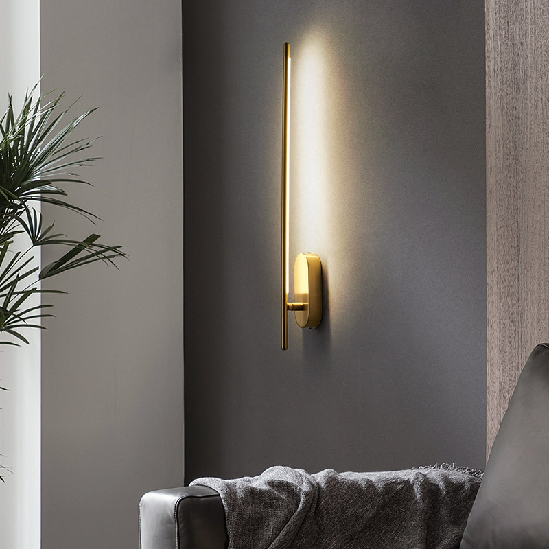LED zidna lampa s dugom bakrenom trakom, minimalistički dekorativni linijski izvor svjetla sa stražnjim osvjetljenjem