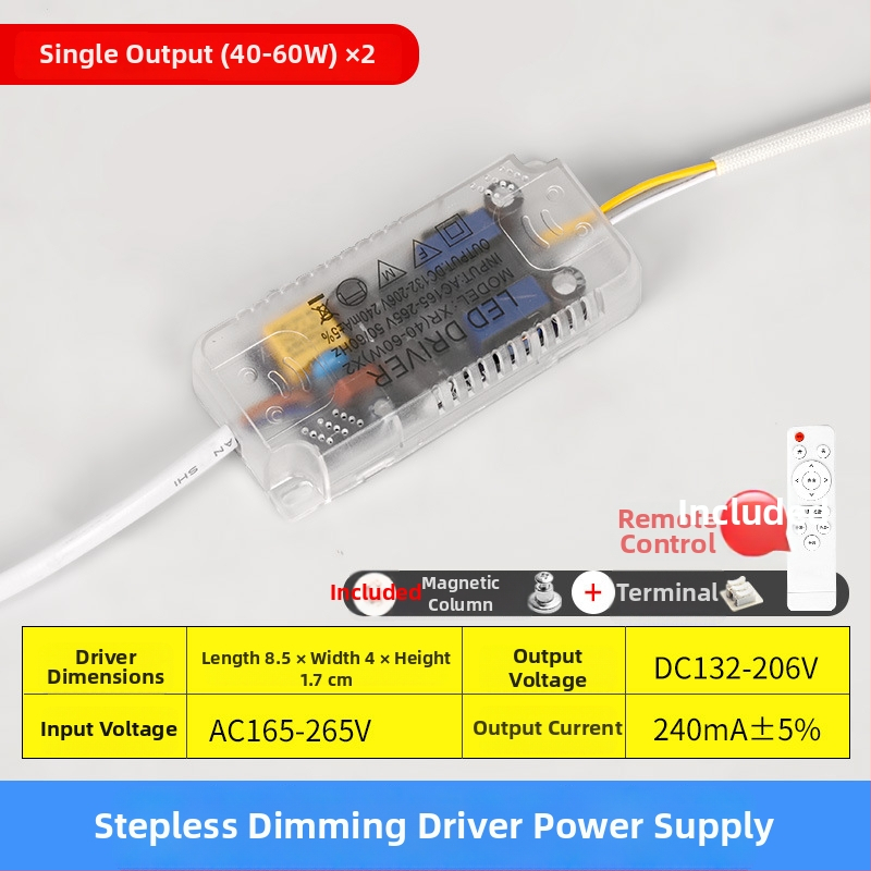 LED stropné svetlo napájanie s plynulým stmavením, diaľkové ovládanie, konštantný prúd, usmerňovač, trojfarebný segmentovaný balast