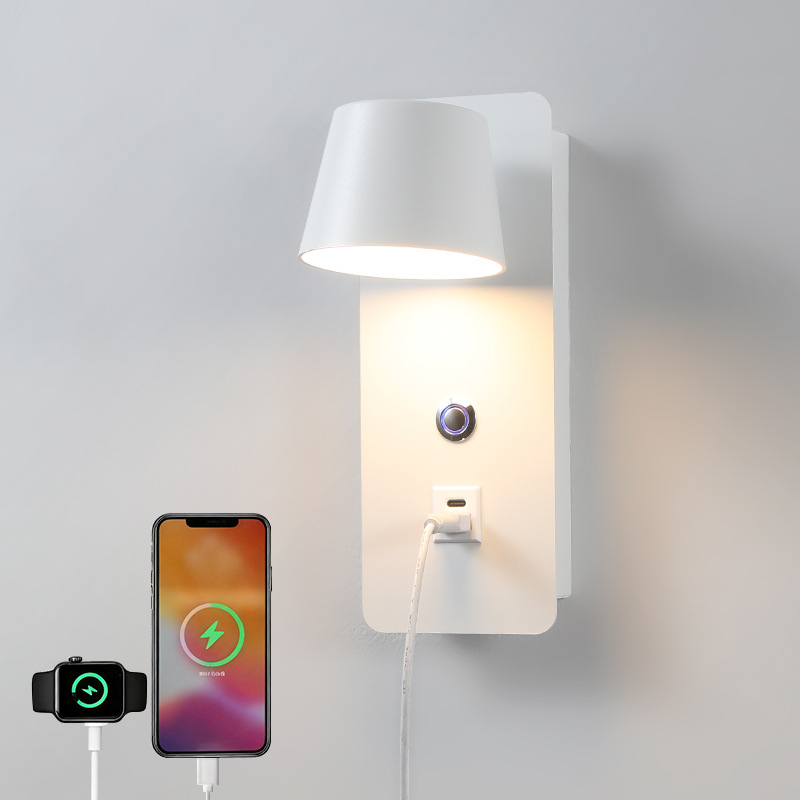 Unutarnja zidna lampa s tri boje temperature, dodirna regulacija svjetline, noćna svjetiljka, USB punjenje