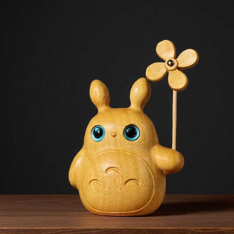 Totoro drvena figura od masivnog drveta, magnetsko pričvršćivanje, graviranje dostupno, uzorak narudžba