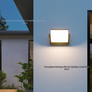 LED εξωτερική τοίχικη λυχνία με αισθητήρα, αδιάβροχη, κατάλληλη για βίλα, αυλή και μπαλκόνι, φωτιστικό τοίχου για κήπο, μοντέρνο και απλό σχέδιο, περιστρεπόμενο